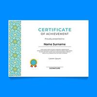 Arabic and Islamic Geometric Certificate Template Design vector