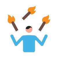 Juggling Fire Flat Icon vector