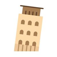 propensión torre de Pisa plano icono vector