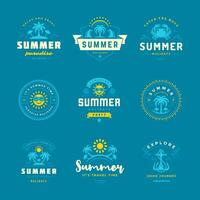 Summer holiday labels and badges retro design set vector