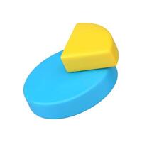 Blue yellow chart pie 3d isometric icon illustration. Badge infographic analysis evaluation vector