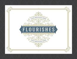 Vintage ornament greeting card calligraphic ornate swirls and vignettes frame design template vector