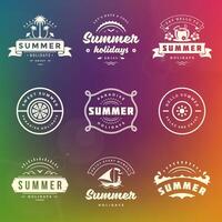 Summer holidays labels and badges retro typography design set. vector