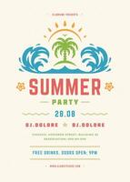 Summer party poster or flyer retro design template. vector