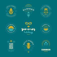 Summer holiday labels and badges retro design set vector