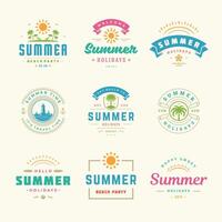 Summer holidays labels and badges retro typography design set. vector