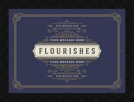 Vintage ornament greeting card calligraphic ornate swirls and vignettes frame design template vector