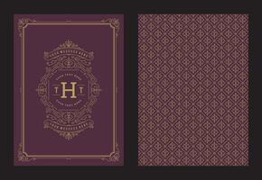 Vintage ornament greeting card calligraphic ornate swirls and vignettes frame design template vector