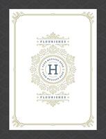 Vintage ornament greeting card calligraphic ornate swirls and vignettes frame design template vector