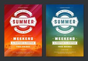 Summer party design poster or flyer night club event modern typography and abstract background. vector