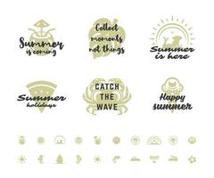 Summer holidays typography inspirational quotes design for posters or apparels set vector