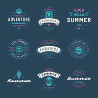 Summer holidays labels and badges retro typography design set. vector