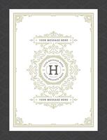 Vintage ornament greeting card calligraphic ornate swirls and vignettes frame design template vector