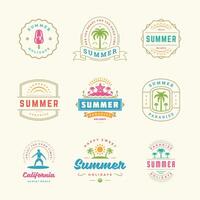 Summer holidays labels and badges retro typography design set. vector