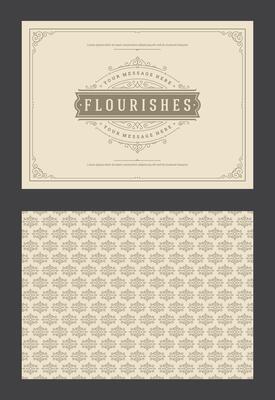 Vintage ornament greeting card calligraphic ornate swirls and vignettes frame design template