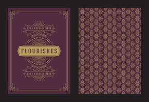 Vintage ornament greeting card calligraphic ornate swirls and vignettes frame design template vector