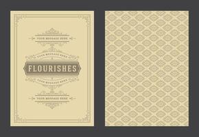 Vintage ornament greeting card calligraphic ornate swirls and vignettes frame design template vector