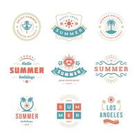 Summer holidays labels and badges retro typography design set. vector