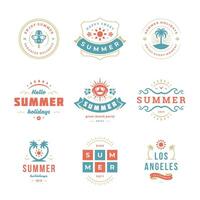 Summer holidays labels and badges retro typography design set. vector