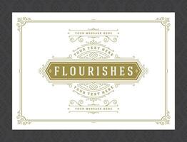 Vintage ornament greeting card calligraphic ornate swirls and vignettes frame design template vector