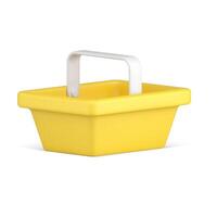 Isometric simple supermarket yellow cart with handle up 3d icon illustration vector