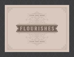 Vintage ornament greeting card calligraphic ornate swirls and vignettes frame design template vector