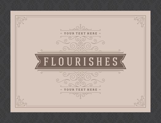 Vintage ornament greeting card calligraphic ornate swirls and vignettes frame design template