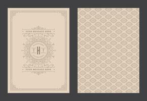 Vintage ornament greeting card calligraphic ornate swirls and vignettes frame design template vector