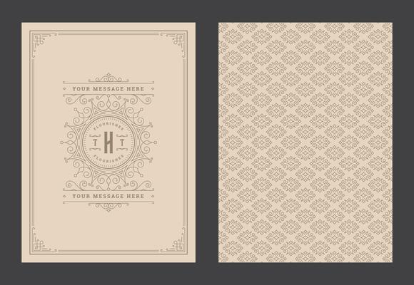 Vintage ornament greeting card calligraphic ornate swirls and vignettes frame design template