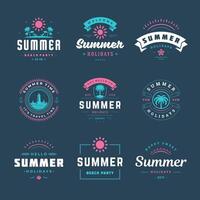 Summer holiday labels and badges retro design set vector