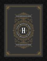 Vintage ornament greeting card calligraphic ornate swirls and vignettes frame design template vector