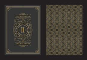 Vintage ornament greeting card calligraphic ornate swirls and vignettes frame design template vector