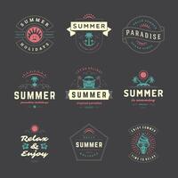 Summer holidays labels and badges retro typography design set. vector