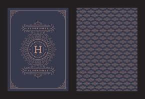 Vintage ornament greeting card calligraphic ornate swirls and vignettes frame design template vector