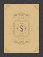 Vintage ornament greeting card calligraphic ornate swirls and vignettes frame design template vector