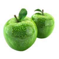 deux vert pommes sur une transparent Contexte ai-génératif png