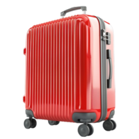 rouge valise voyageur sur une Couleur Contexte isolé ai-génératif png