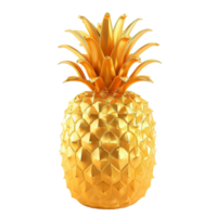 ananas met gouden geel kleur wit achtergrond ai-generatief png