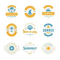 Summer holidays labels and badges retro typography design set. vector