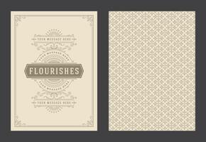 Vintage ornament greeting card calligraphic ornate swirls and vignettes frame design template vector