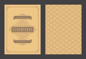 Vintage ornament greeting card calligraphic ornate swirls and vignettes frame design template vector