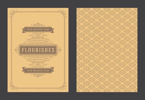 Vintage ornament greeting card calligraphic ornate swirls and vignettes frame design template