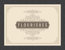 Vintage ornament greeting card calligraphic ornate swirls and vignettes frame design template vector