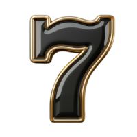 black and gold number seven on transparent background AI-Generative png