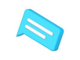 3d blue chat message isometric icon cyberspace communication illustration vector