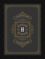 Vintage ornament greeting card calligraphic ornate swirls and vignettes frame design template vector