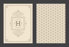 Vintage ornament greeting card calligraphic ornate swirls and vignettes frame design template vector