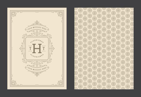 Vintage ornament greeting card calligraphic ornate swirls and vignettes frame design template