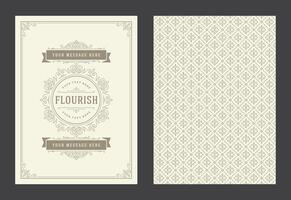 Vintage ornament greeting card calligraphic ornate swirls and vignettes frame design template vector