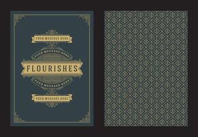 Vintage ornament greeting card calligraphic ornate swirls and vignettes frame design template vector